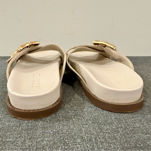 Schutz Enola Crisscross Buckle cream-gold Leather Sandals/size 8B - Picture 7 of 12